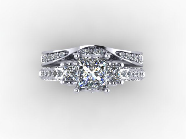 Engagement Ring with Matching Wedding Band Designed By Christopher Michael