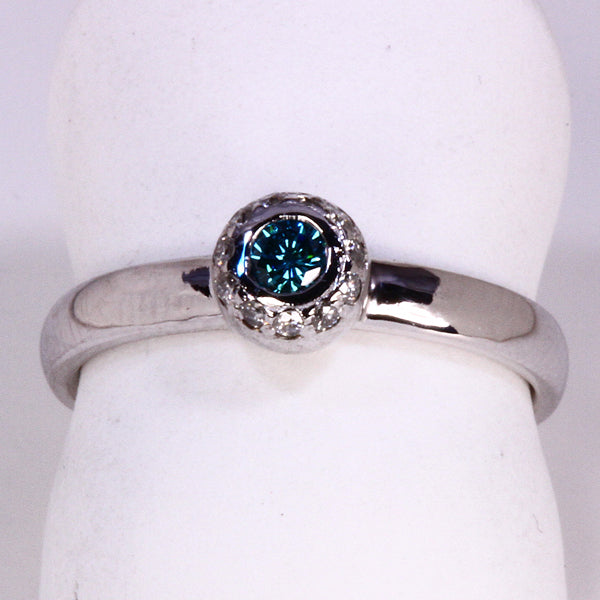 Blue Hue Enhanced Diamond Ring Designed By Christopher Michael