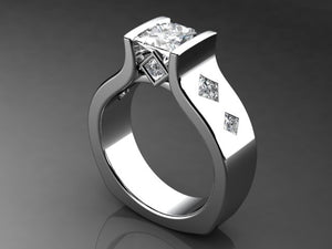 Channel Set Princess Diamond Engagement Ring With Princess Accents