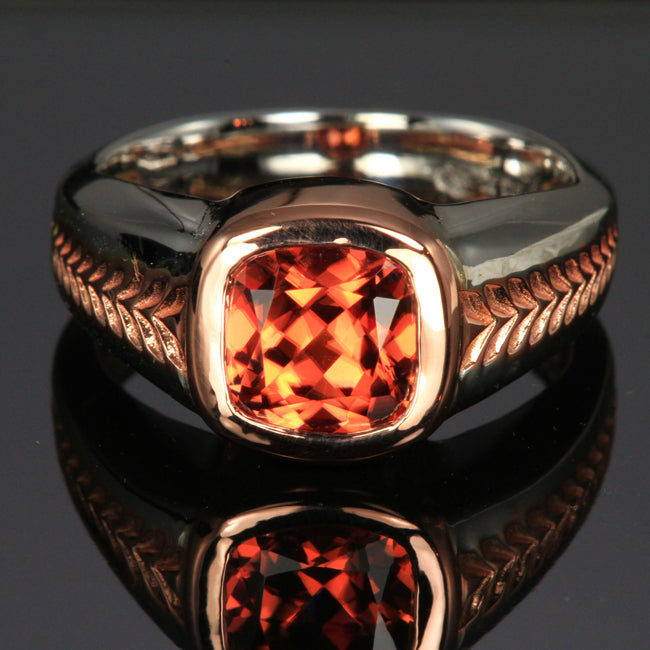 Imperial Zircon Ring in White and Rose Gold
