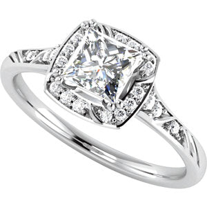 Princess Cut Halo Style Semi-Mount