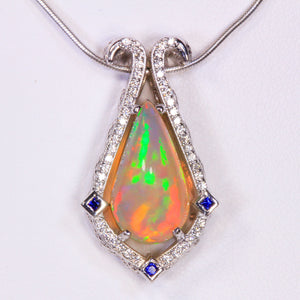 teardrip opal and diamond pendant