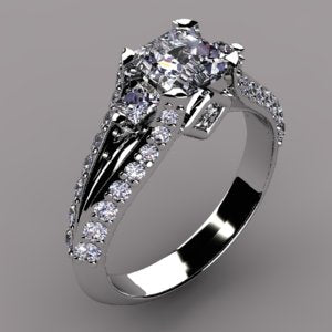 Custom Princess Engagement Ring For Princess Cut Diamond