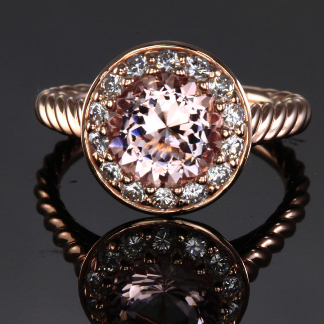 Morganite and Diamond Ring in 14kt. Rose Gold