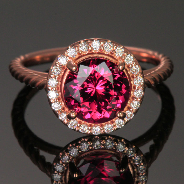 14k Rose Gold Umbalite Garnet Ring 2.94 Carats