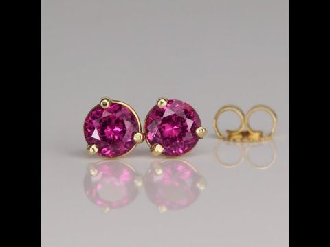 14k Yellow Gold Garnet Stud Earrings 1.23cts