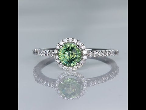 14K White Gold Montana Sapphire and Diamond Ring 1.04cts