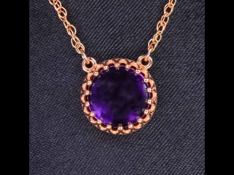 14K Rose Gold Rope Link Amethyst Pendant 3.76 Carats