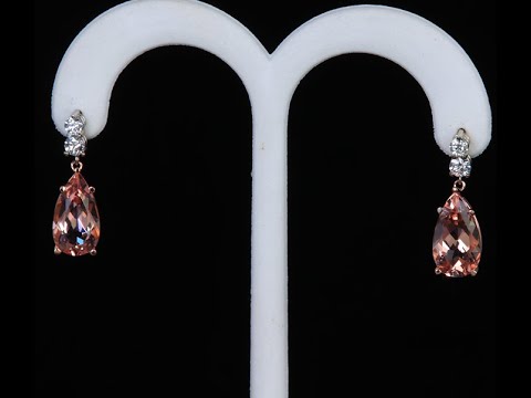 14K White Gold Morganite Earrings with Diamonds 6.70 Carats