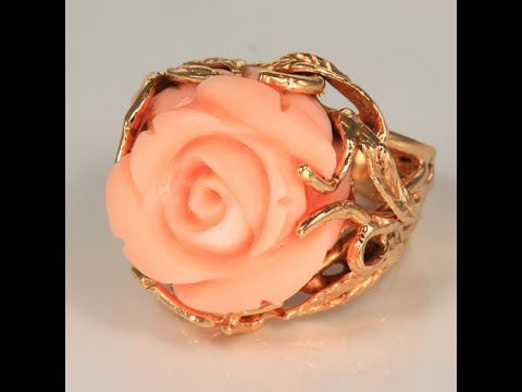 Estate Ring 14K Yellow Coral Flower Ring