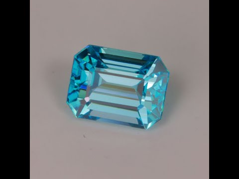 Emerald Cut Blue Zircon Gemstone Video
