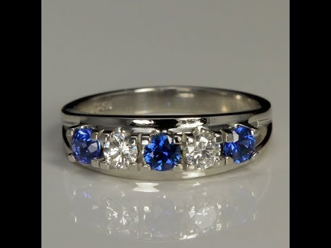 Platinum  Round Sapphire and Diamond Ring