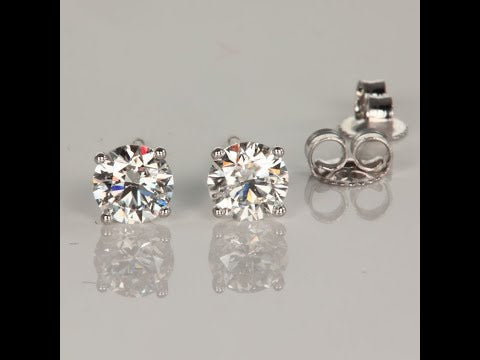 14K White Gold Diamond Stud Earrings 1.02cts