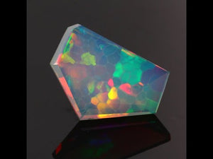 Rainbow Colors Faceted Pentagonal Shape Opal Gemstone 7.53 Carats