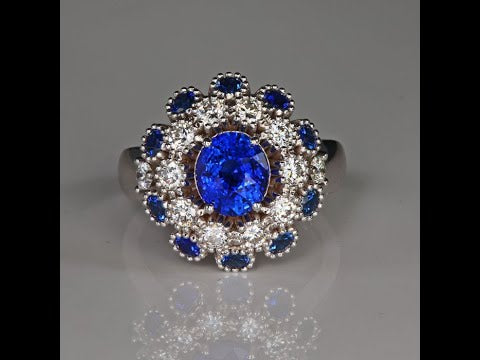 14K White Gold Sapphire and Diamond Ring 2.06 Carats