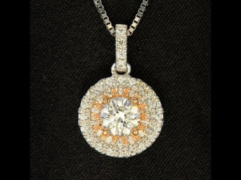 14K White and Rose Gold Diamond Pendant .70 Carats