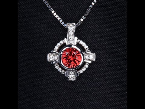 14k White Gold Malaia Garnet and Diamond Pendant 1.00 Carats