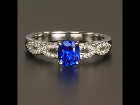 14K White Gold Sapphire and Diamond Ring 1.08 Carats