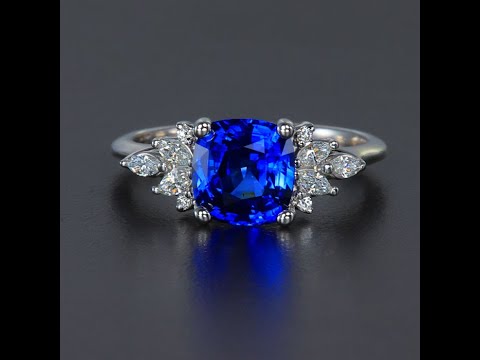 14K White Gold Sapphire and Diamond Ring 2.66 Carats