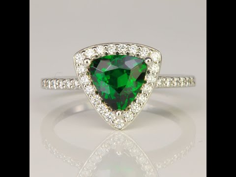 14K White Gold Chrome Tourmaline and Diamond Ring 1.18 Carats