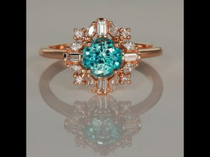 14K Yellow Gold Blue Zircon and Diamond Ring 1.79cts