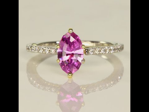 14K White Gold Marquise Pink Sapphire and Diamond Ring 1.38 Carats