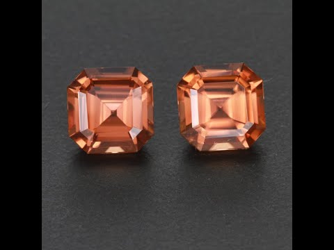Square Cut Imperial Zircon Gemstone Pair 5.84 Carats