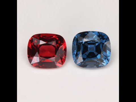 (ON HOLD CP) Pair of Spinel Gemstone Red and Blue Total weight 2.46cts