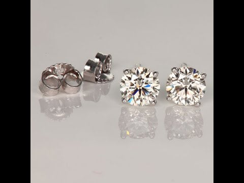 14K White Gold Diamond Stud Earrings 1.0cts