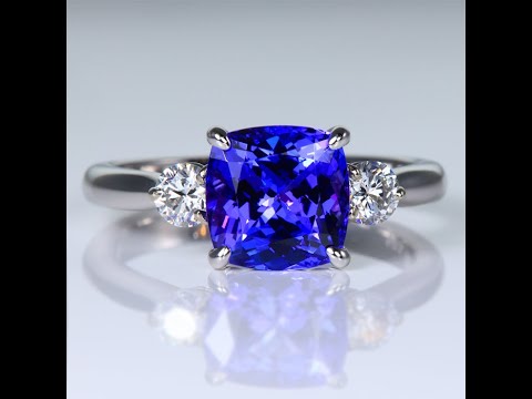 14k White Gold Square Cushion and Diamond Accent Ring 2.94cts