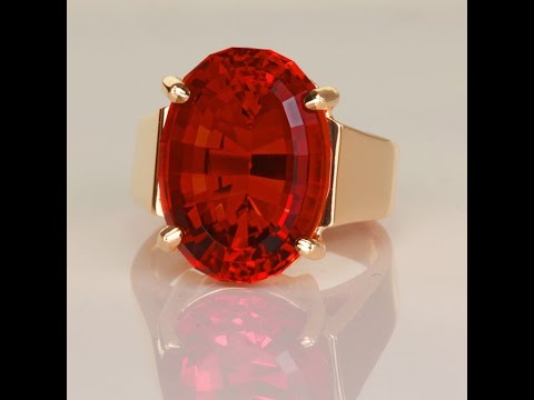 Citrine estate ring in 14k yellow gold red orange color