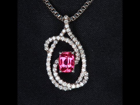 14K White Gold Pink Spinel and Diamond Swirl Pendant 1.11 Carats