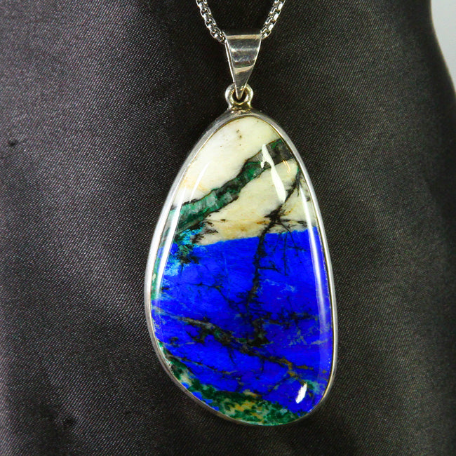 Large Sterling Silver Malachite/Azurite Pendant