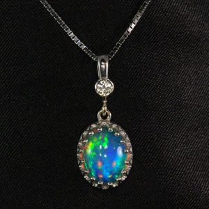 white gold opal pendant
