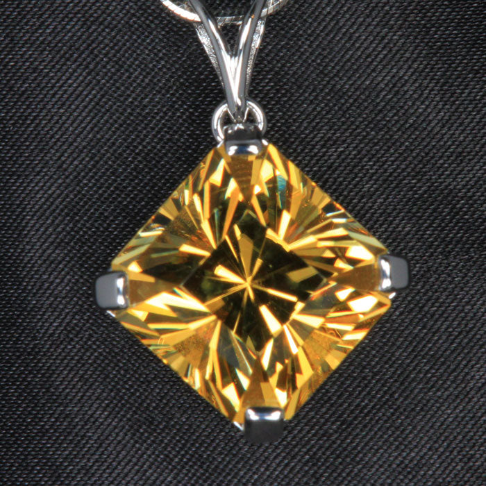 Golden Yellow Square Barion Scapolite Pendant