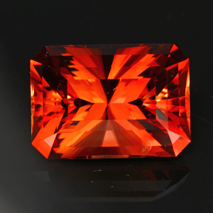 Red/Orange Barion Style Emerald Cut Sunstone Gemstone 10.75 Carats