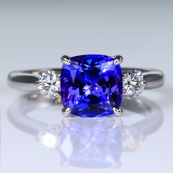  Square Cushion and Diamond Accent Ring 