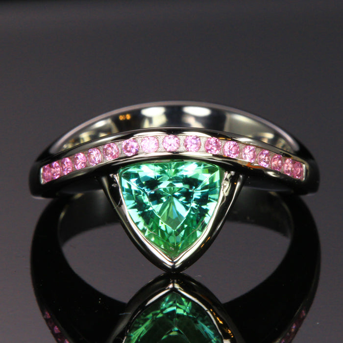 Tourmaline ring with pink sapphires