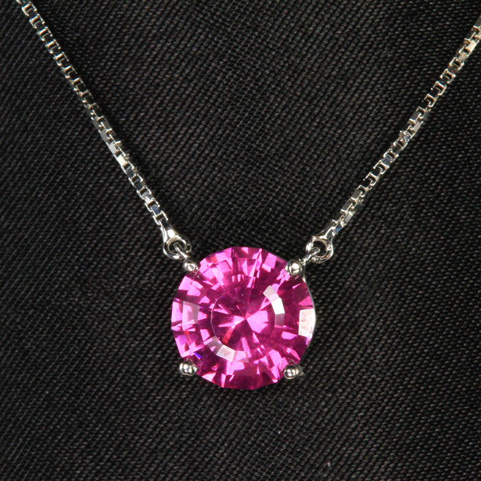 14K White Gold ROund Umbalite Garnet Pendant 3.44 Carats